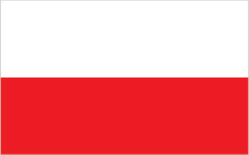 Polish Flag. The top half is white. The bottom half is red.