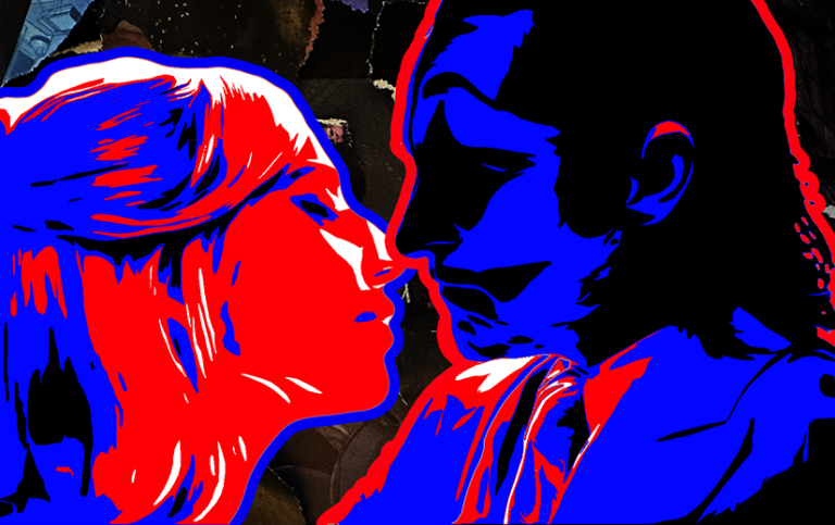 Stylized image of Lady Gaga as Lee Quinzel and Joaquin Phoenix as Arthur Fleck in Joker: Folie à Deux