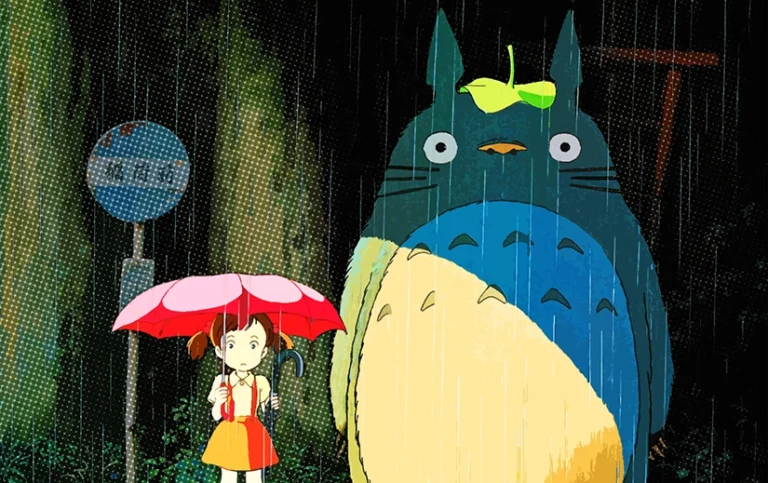 Satsuki & Totoro at the bus stop in My Neighbor Totoro