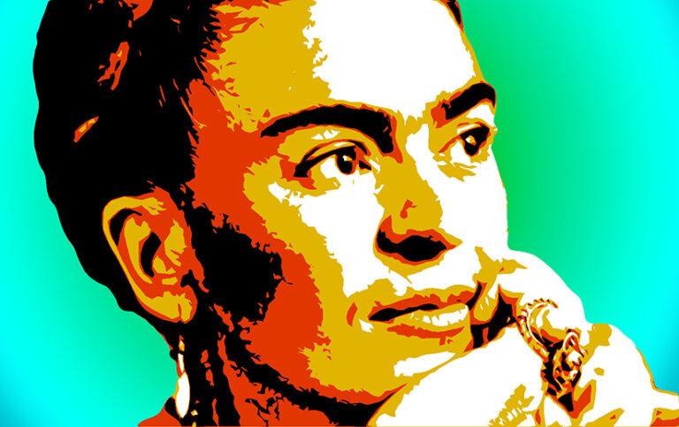 four color portrait of Frida Kahlo