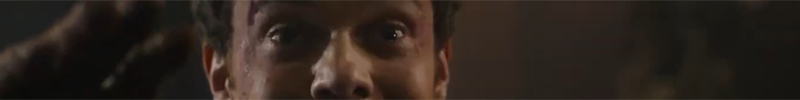 Closeup of Jack Quaid's eyes and nose in Novocaine.